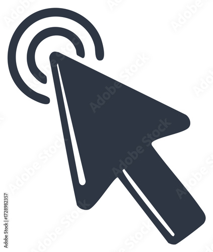 Cursor pointer interacting with a digital interface or website element