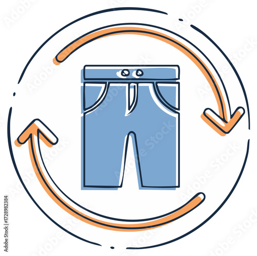 Clothes Recycling concept illustration of blue pants surrounded by circular arrows