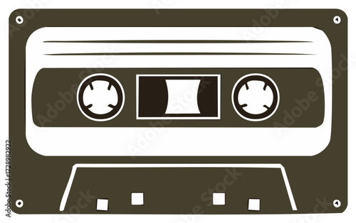Retro Cassette Tape Illustration Vintage Audio Storage Media Flat Design Style isolated