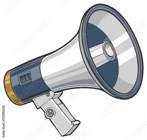 Illustration of a Megaphone, Communication Device, Loudspeaker and Public Announcer, Bullhorn