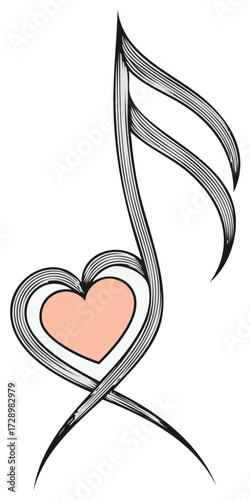 Elegant Musical Note Incorporating a Heart Shape Design
