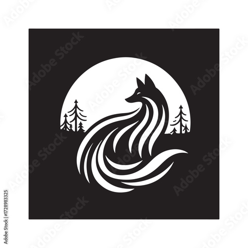 silver veil fox vector silhouette clip art drawing icons collections