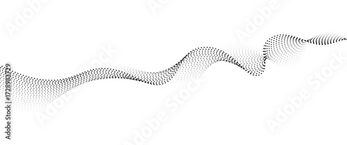Flowing Dot Wave halftone gradient pattern on transparent background	
