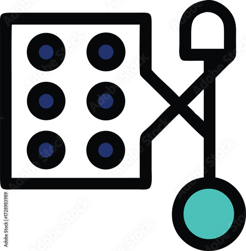 A vector illustration of braille. This image features braille cells with their corresponding tactile elements.