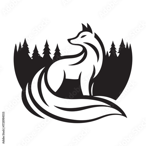 silver veil fox vector silhouette clip art drawing icons collections