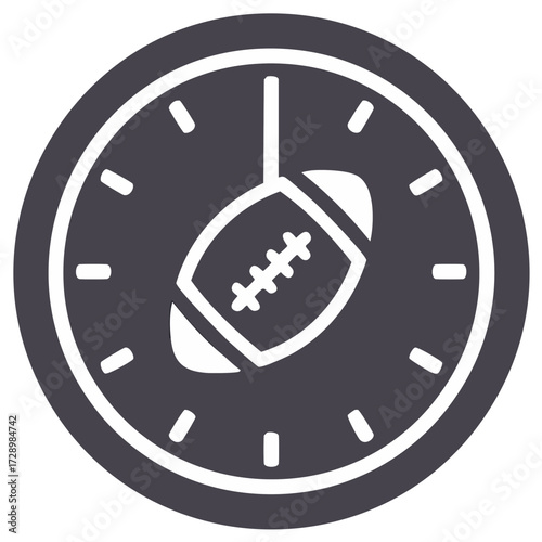Vector illustration of a clock face and an American football representing game timing