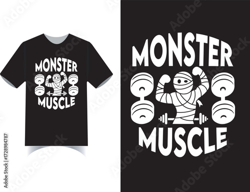 Funny horror Halloween mummy workout dumbbell design black and white shirt