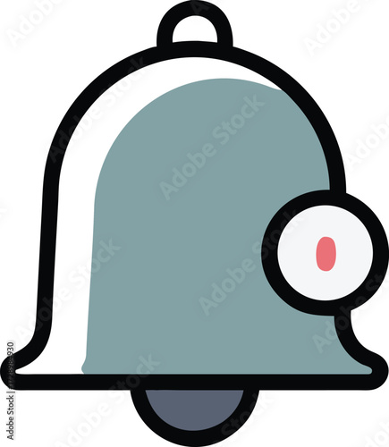 A close-up of a single, simple bell with a notification icon. The bell is clean with defined, bold lines.