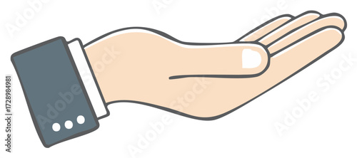 Outstretched Hand in Suit Sleeve Illustration Suggesting Offering or Receiving Opportunity for Graphics, Design, and Advertisement