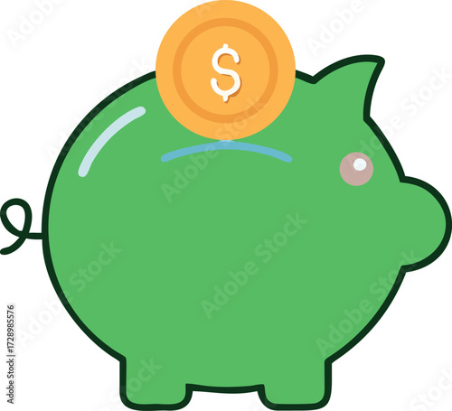A piggy bank with a coin