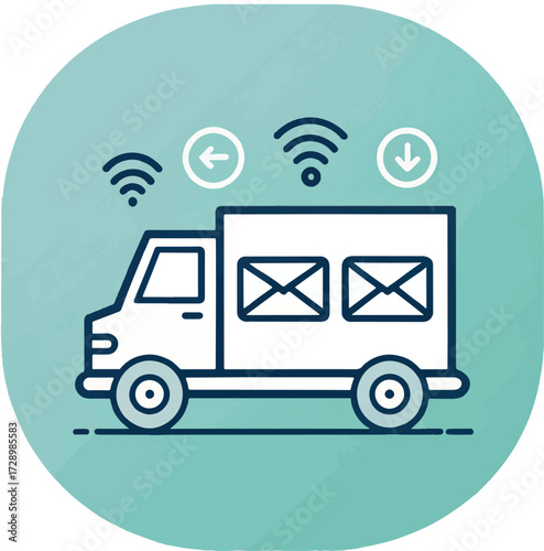Smart Delivery Truck with Wireless Connectivity – Online Logistics and Parcel Tracking Concept