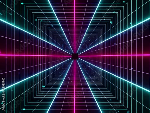 Futuristic neon tunnel loop animation with glowing lights and cyberpunk vibe. Perfect for VJ loops, motion graphics, music visuals, and digital backgrounds.