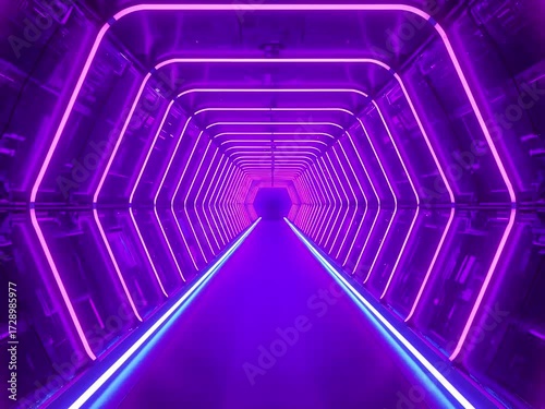 Futuristic neon tunnel loop animation with glowing lights and cyberpunk vibe. Perfect for VJ loops, motion graphics, music visuals, and digital backgrounds.