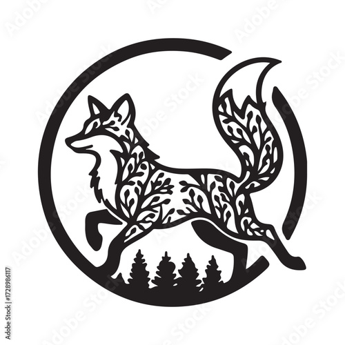 silver veil fox vector silhouette clip art drawing icons collections