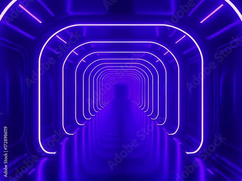 Futuristic neon tunnel loop animation with glowing lights and cyberpunk vibe. Perfect for VJ loops, motion graphics, music visuals, and digital backgrounds.