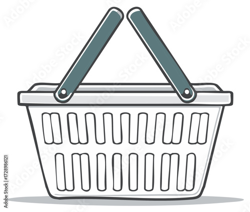 Empty shopping basket illustration with gray handles perfect for market grocery or retail concepts