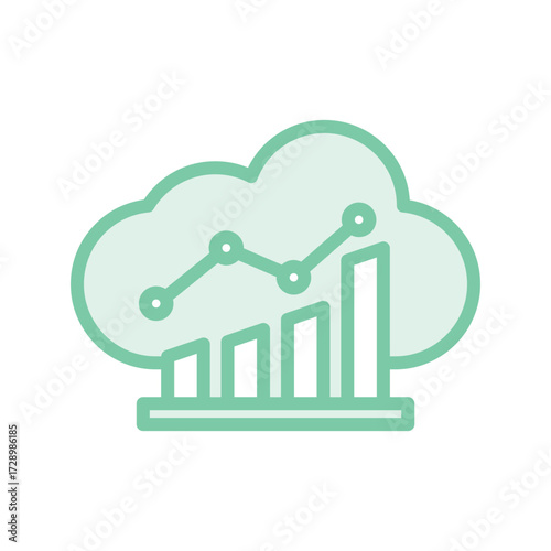 Cloud Analytics duotone line icon , vector, pixel perfect, illustrator file 
