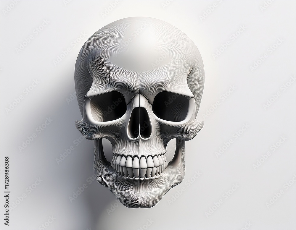 Fototapeta premium minimalist skull design on white background simple yet striking visual emphasizing form and texture ideal for modern aesthetic