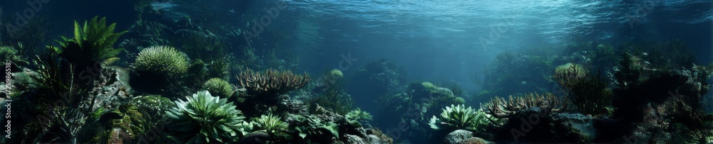 Fototapeta premium Underwater coral reef ecosystem hdri panoramic exported environment map
