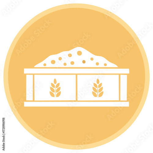 Agricultural silo icon showing a bin full of harvested wheat or grain