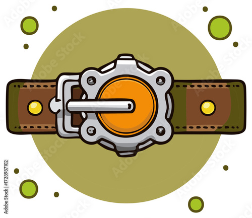 Steampunk belt with gears vector illustration, old machinery elements