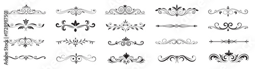 Elegant decorative dividers, ornate line separators, vintage flourish design