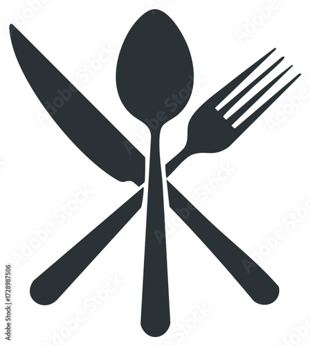 Crossed Knife Spoon and Fork Silhouette for Dining and Restaurant Concepts
