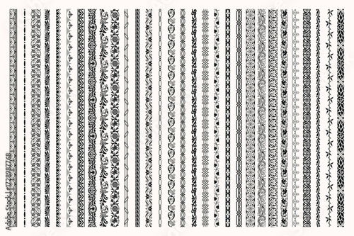 Collection of Decorative Black and White Ornamental Borders