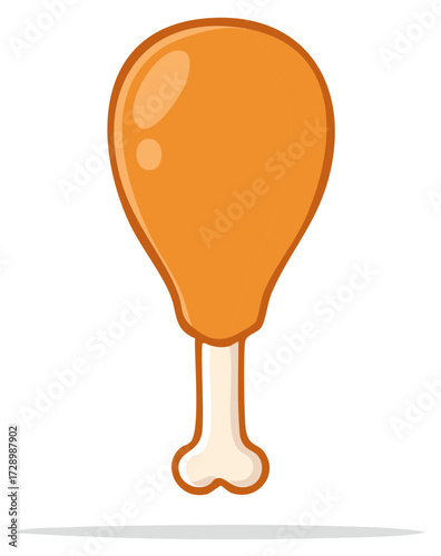 Vector illustration of a cartoon fried chicken drumstick isolated