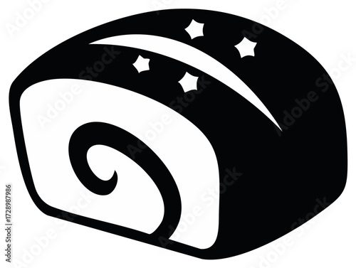 Delicious Swiss Roll Pastry with Star Topping, Sweet Dessert Food Item, Freshly Baked Treat, Isolated Vector Illustration