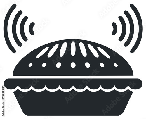 Wireless Pie Icon: Creative Vector Illustration for Technology and Food Concepts