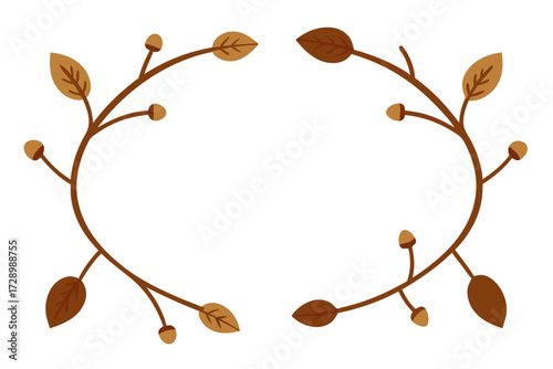 Autumnal twig and acorn decorative border
