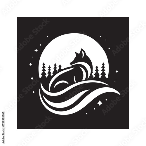 silver veil fox vector silhouette clip art drawing icons collections