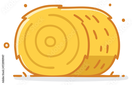 Golden Hay Bale Cartoon Illustration: Agricultural Harvest Icon
