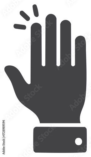 Icon of a human hand raised with five fingers spread and a cuff