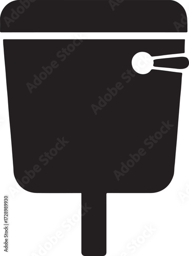 Silhouette glyph of a flush tank icon, perfect for bathroom, toilet, plumbing, and utility design.