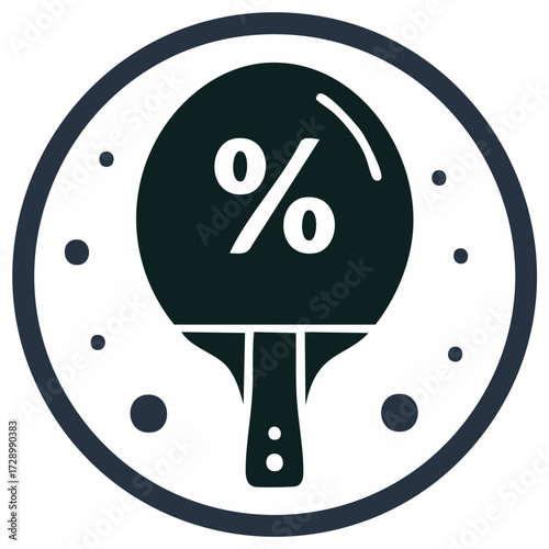 Ping Pong Paddle With Percentage Symbol Inside Circle Icon Sport Discount Sale