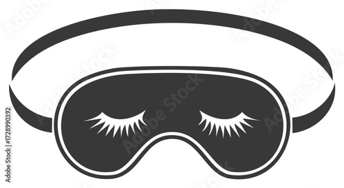 Vector illustration of a dark sleep mask with delicate eyelashes for restful night or daytime relaxation