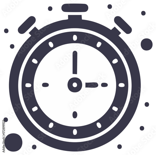 Simple flat design stopwatch timer icon. Vector graphic for concepts of time, speed, and deadlines.