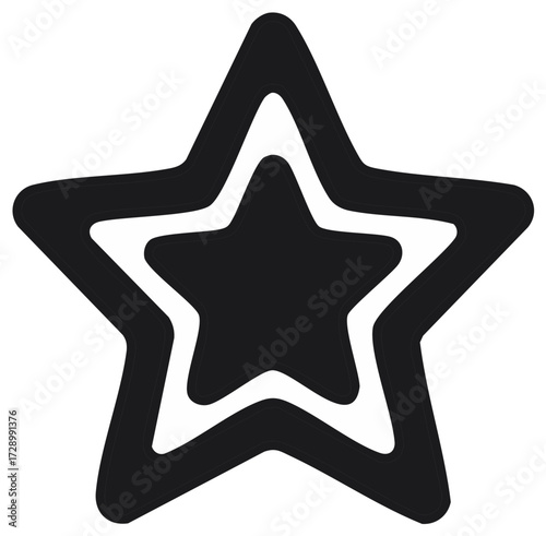 Stylish black star icon with white nested outline and rounded edges