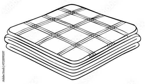 Stack of checkered napkins, illustrated design, graphic drawing, simple vector illustration, soft cloth or fabric