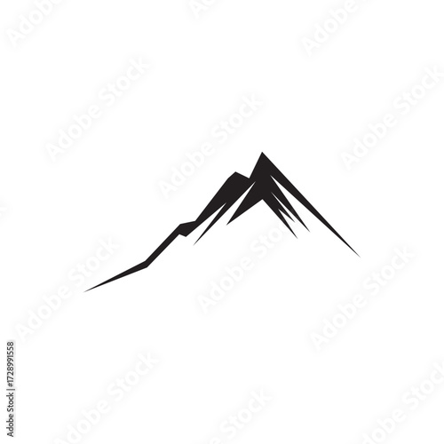 Ink mountain silhouette. Thin ink-style mountain silhouette, minimalist nature motif.