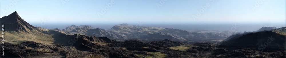 Fototapeta premium Exported volcanic landscape hdri panoramic viewpoint equirectangular environment map