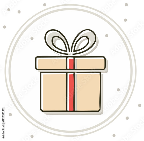Gift Box with Ribbon and Bow Icon
