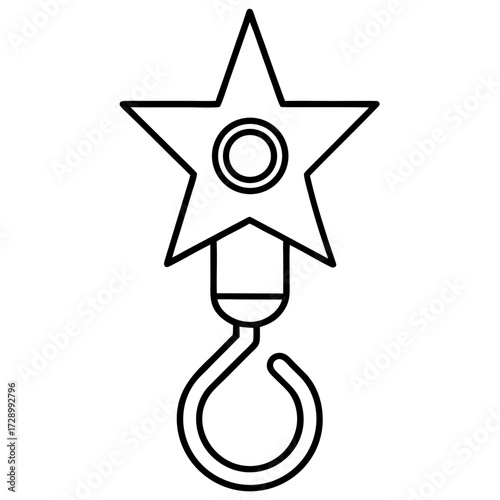 Star shaped lifting hook outline icon a visual representation of industrial strength and celestial reach