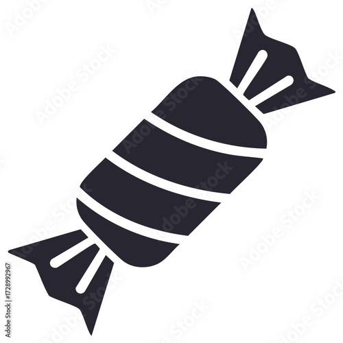 Wrapped Candy Treat with Stripes Icon Simple Food Graphic