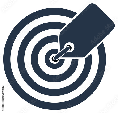 Sales target bullseye with attached price tag icon for marketing objectives