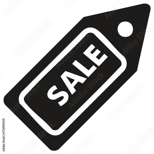Black Sale Tag Graphic with White Border for Promotion of Discounts or Clearance Events
