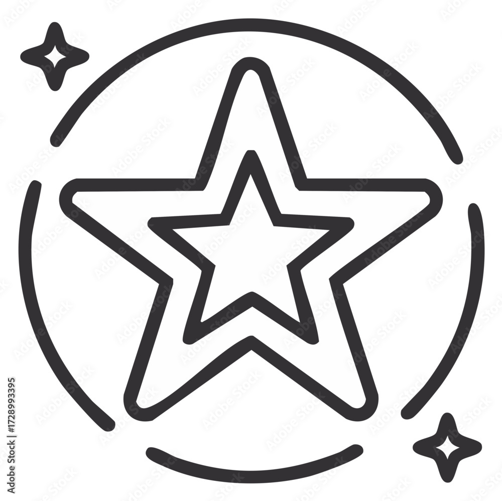 Obraz premium Simple Line Art Illustration of a Star, Starburst, and Sparkling Effects