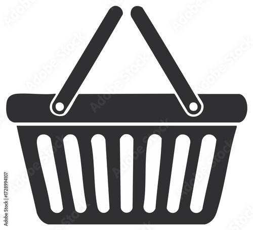 Shopping Basket Icon Simple Black and White Vector Illustration for E-commerce and Retail